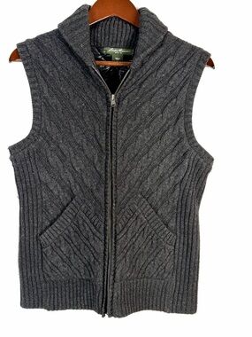 Eddie Bauer Black Rib Knit Vest